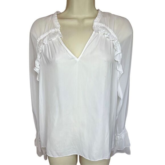 Ramy Brook Ruffle White Puff Sleeve Blouse Size Small - Picture 1 of 6